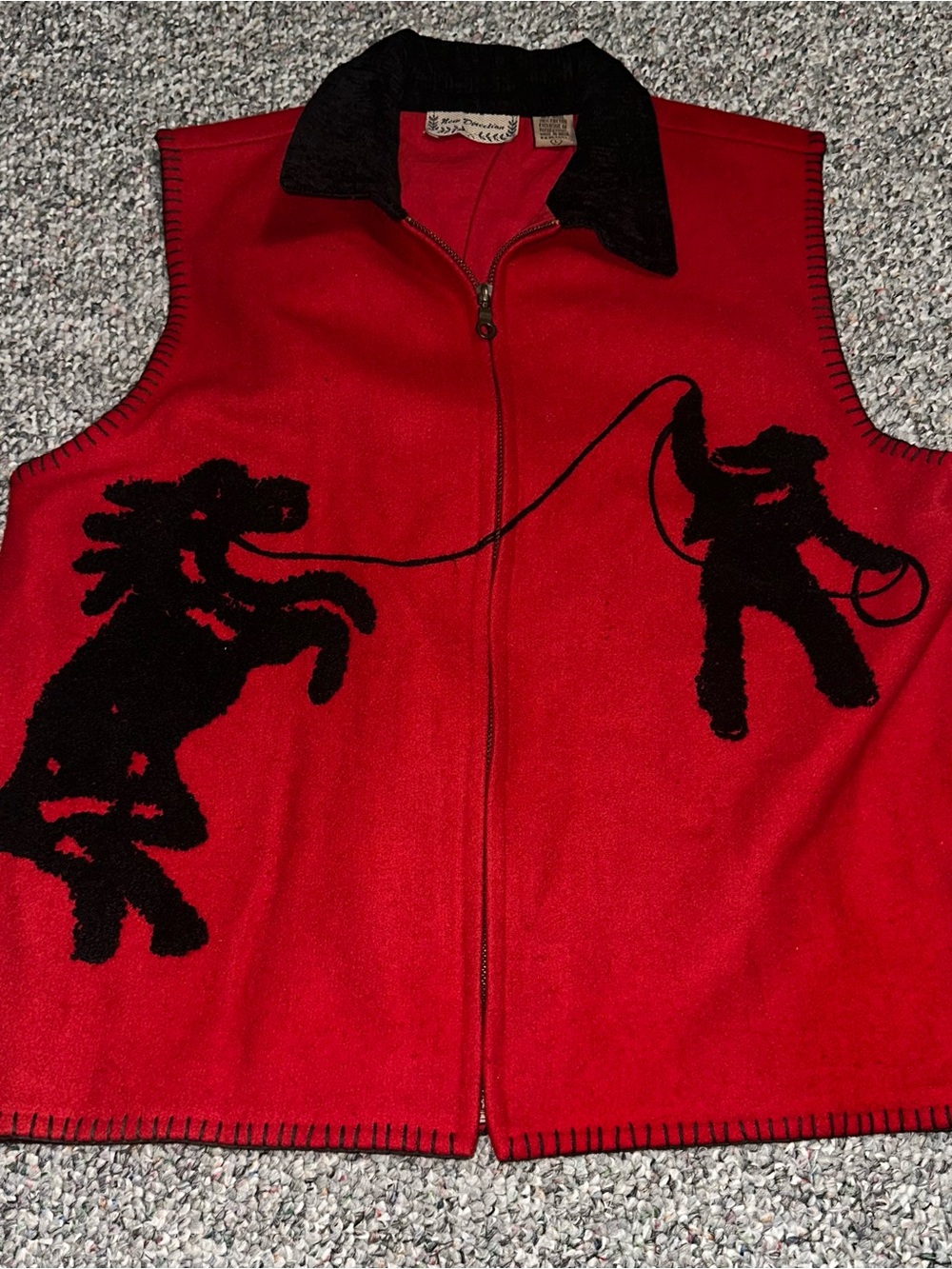 new directions Red Zip-Front Vest with Black Cowboy Silhouette